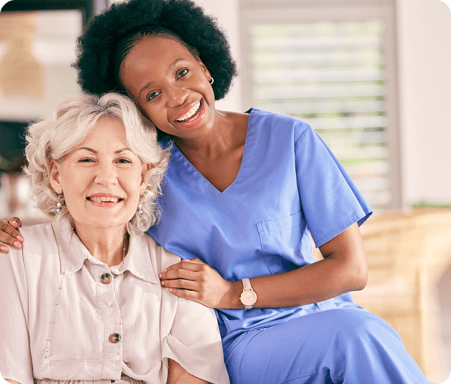 Senior with caregiver